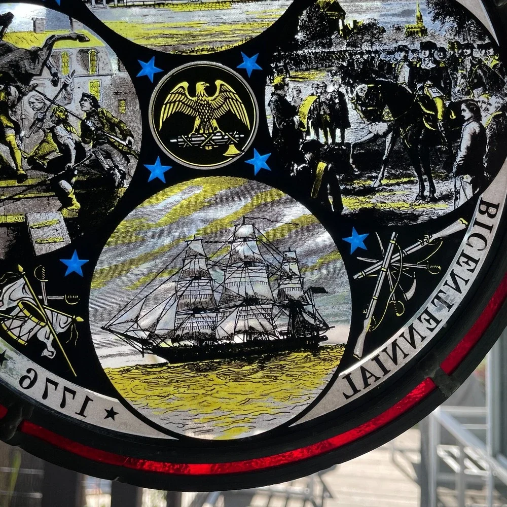 Vintage Suncatcher Stained Glass United States Of America Bicentennial 1776 1976 - Picture 9 of 15